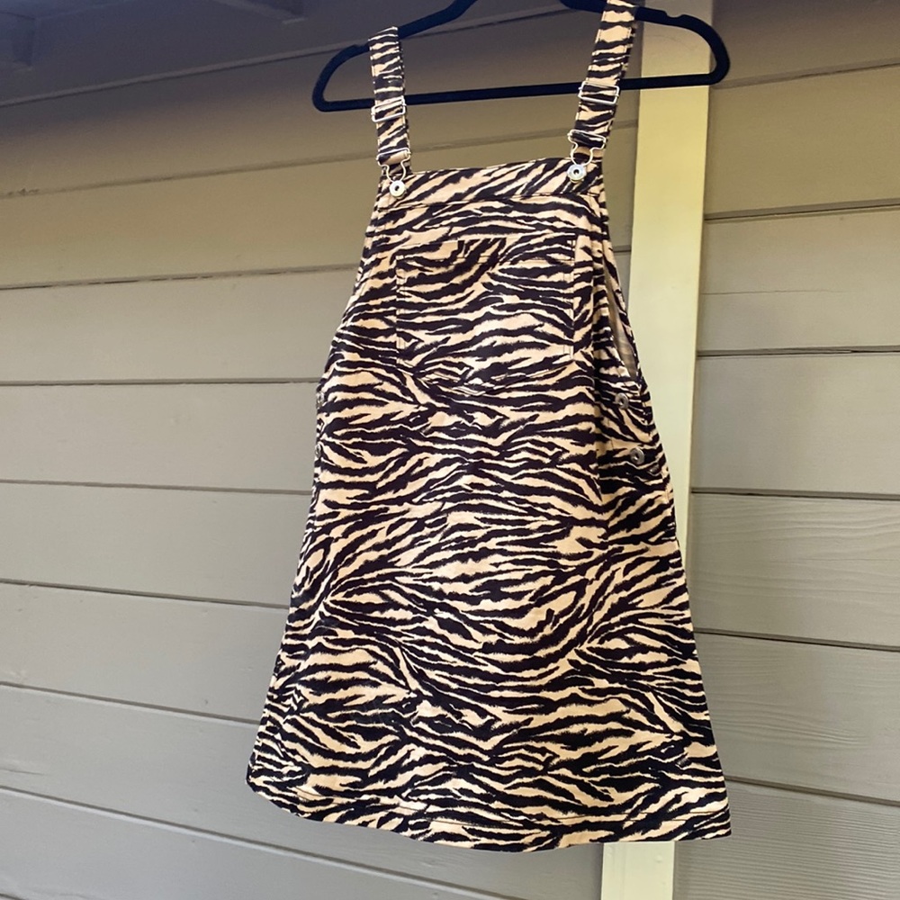 NWT Animal Print Overall Mini Dress Never Worn Zebra